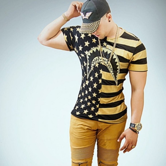 Hudson Outerwear ‘We Get Money’ Men’s Black & Gold Short Sleeve Shirt Size M - Picture 1 of 8